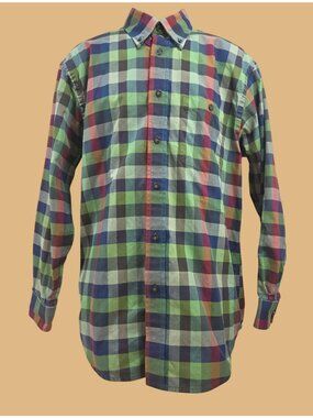 Orvis Mens Plaid Long Sleeve Button-Up Shirt Medium